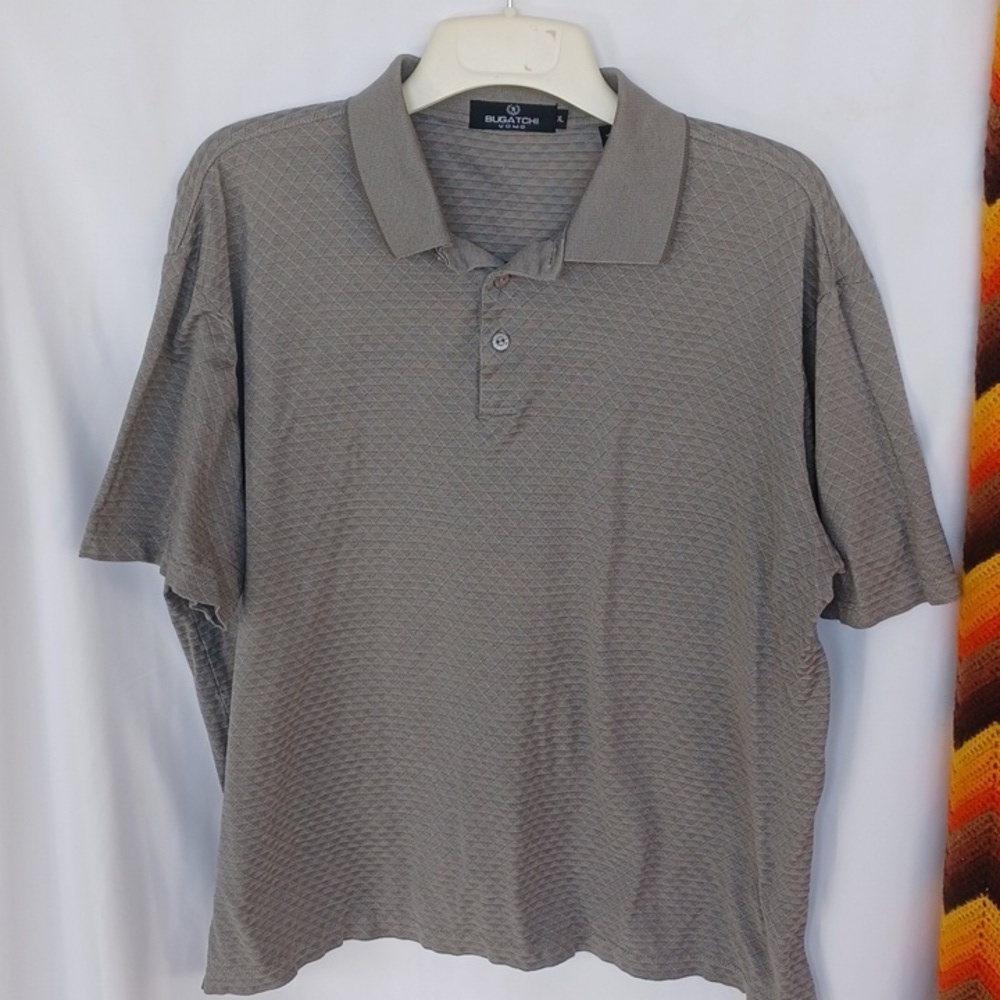 BUGATCHI Uomo Egyptian Cotton Polo Shirt, Gray. Size XLarge